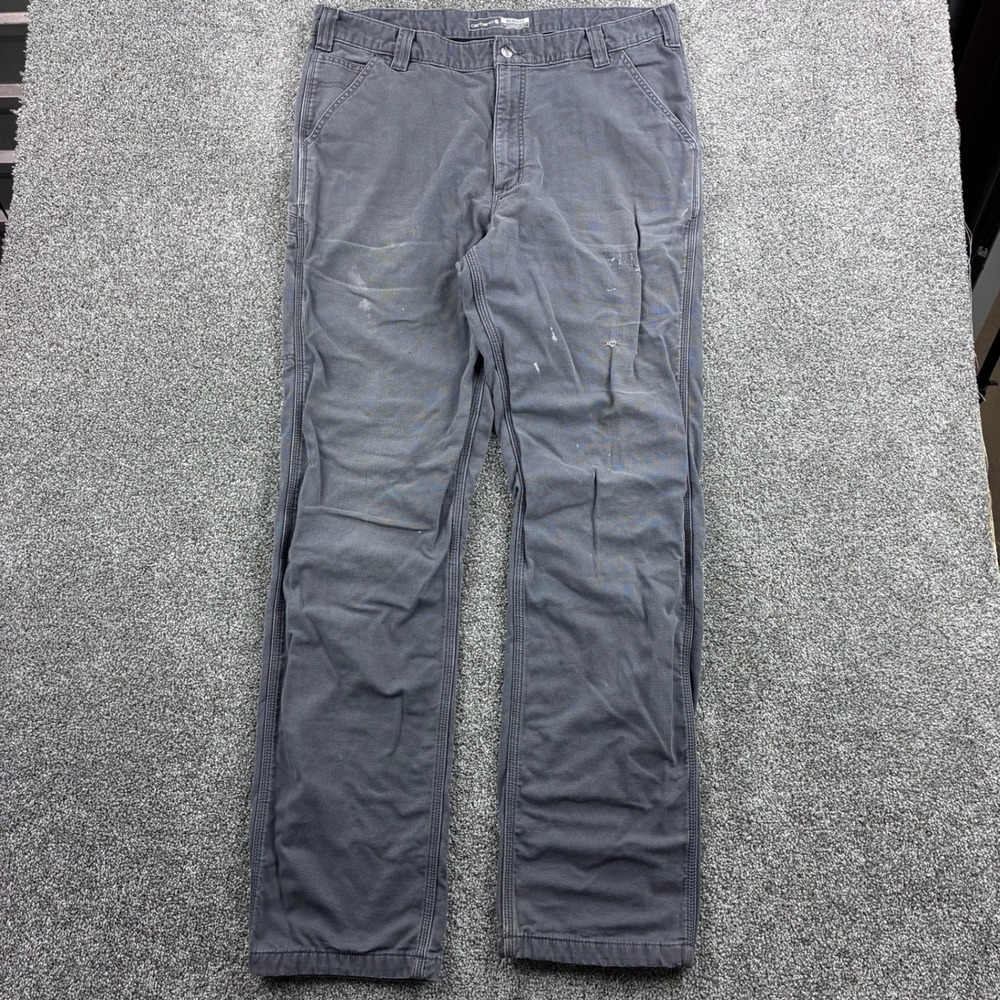 Carhartt Carpenter‎ Pants Mens 38x36 Gray Fleece Lined Canvas Relaxed 103342-039